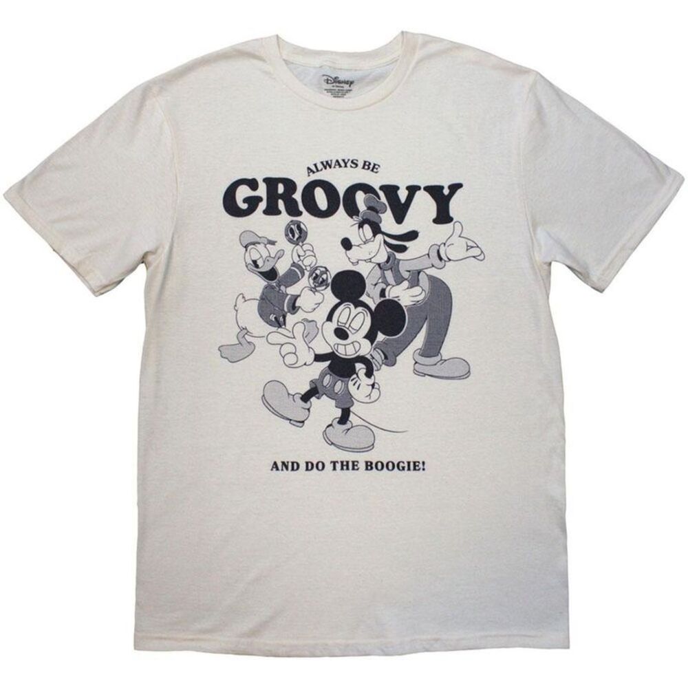 Disney Unisex Adult MM Always Be Groovy T-Shirt / Natural/Black